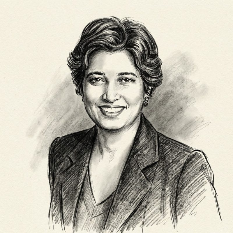 Pencil sketch portrait of Nisha Pillai